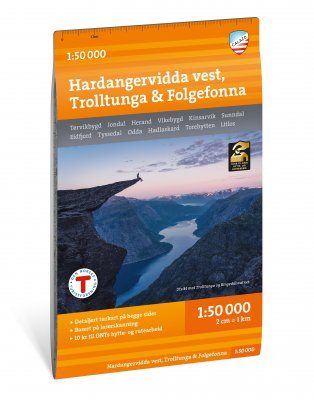 Turkart Hardangervidda vest, Trolltunga & Folgefonna 1:50 000