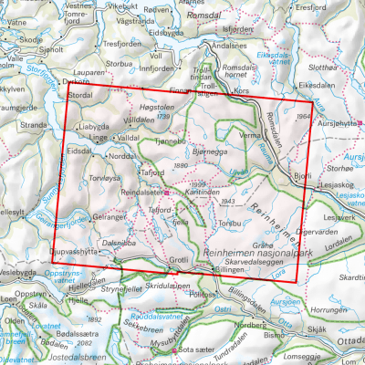 Turkart Tafjordfjella & Reinheimen 1:50 000