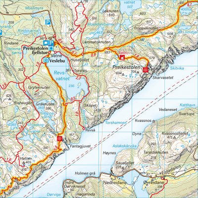 Turkart Lysefjorden, Preikestolen & Kjerag 1:50 000 / 1:15 000