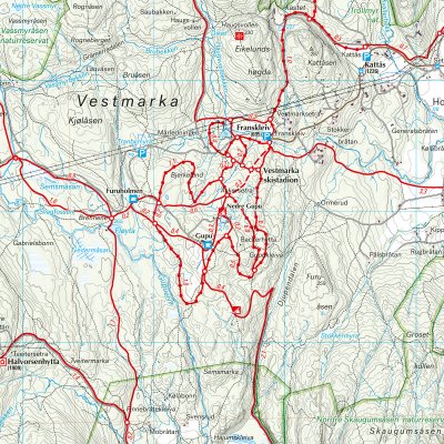 Løypekart - Vestmarka 1:20 000