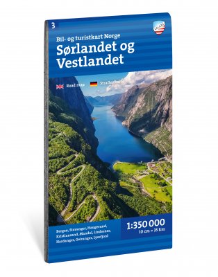 Bil- og turistkart Sør- og Vestlandet 1:350 000